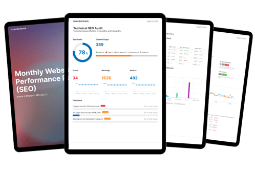 Concentrate SEO website performance report mock up